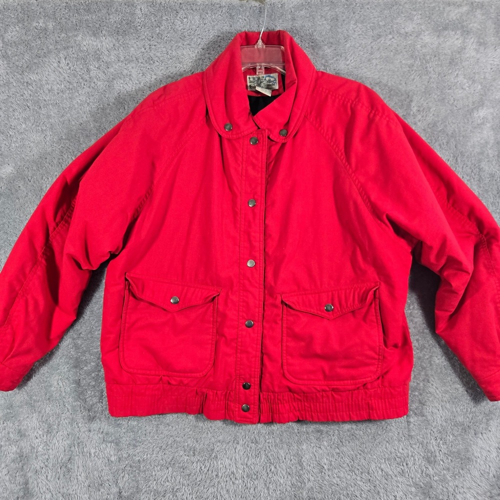 Ville Franche Vintage Red Bomber Jacket Womens Large Snap Front Pockets Lined